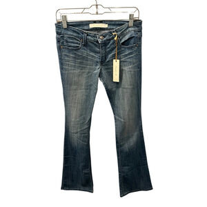 Franky B Flared Wide Leg Low Rise Denim Blue Jeans Size 27 Cotton Made In USA